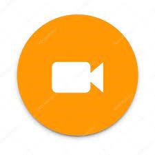 Video Camera silhouette inside an orange circle